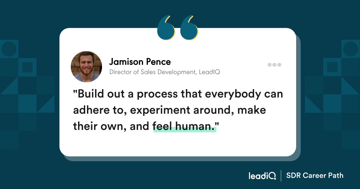"Build out a process that everybody can adhere to, experiment around, make their own, and feel human."