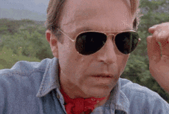 Jurassic Park Gif: Dr. Grant removes his sunglasses in disbelief